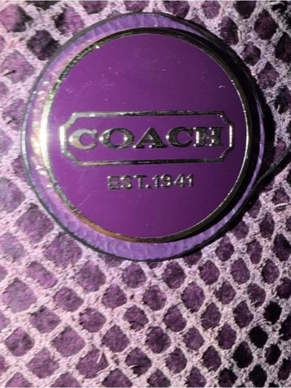 Coach Purple Snakeskin Zip Purse